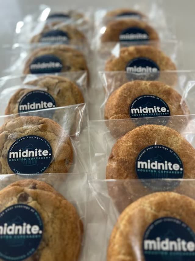 Fresh-baked chocolate chip cookies in Midnite Houston's signature wrap
