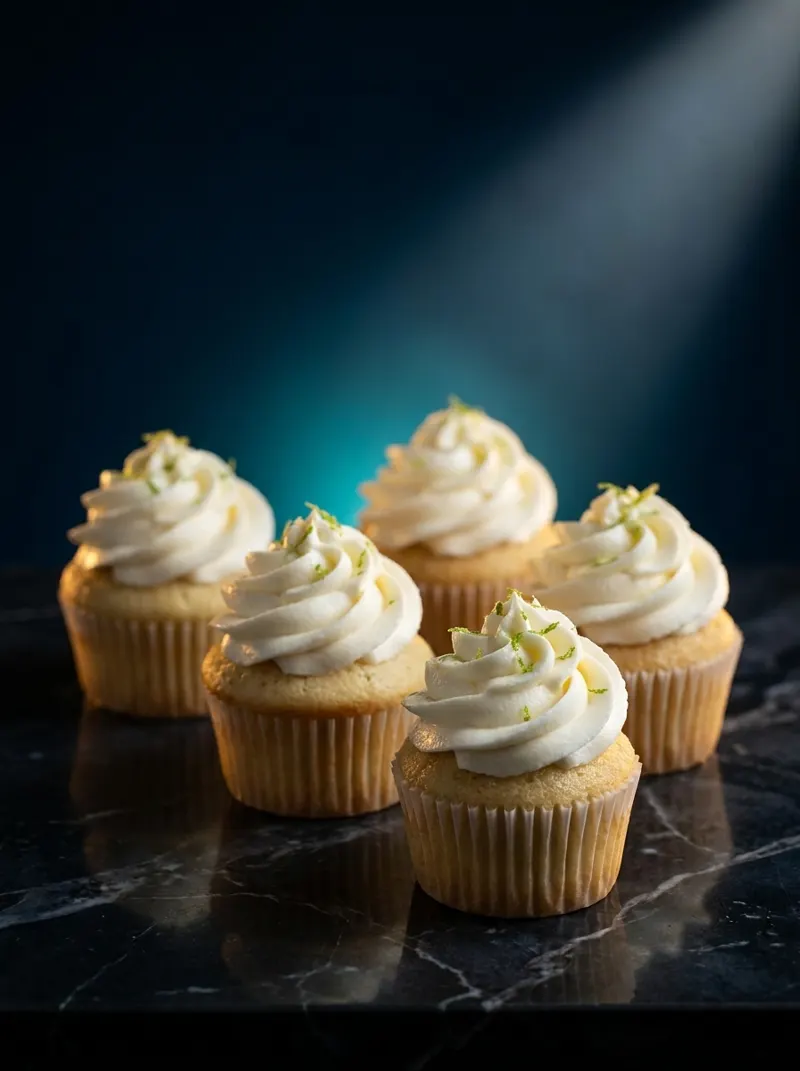 Vanilla cupcakes with lime zest buttercream